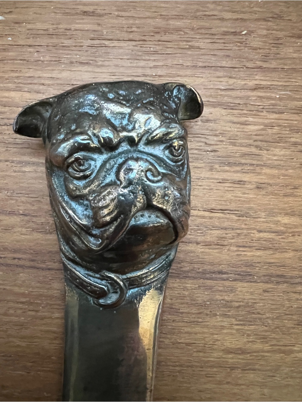 Metal / Brass Like Bulldog Letter Opener - Sculpted Dog Head - Picture 3 of 5